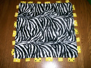 Taggie Handmade Tag Blankie Yellow Black Zebra BABY Security Blanket LOVEY - Picture 1 of 2