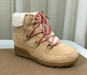 NEU SOREL Evie wasserdichter Damen-Schnürstiefel mit Keilabsatz US 8 Keramik Paradox pink - Bild 1 von 22