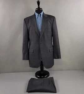 Jos A Bank Suit Mens 41L Gray Plaid Wool Cashmere 2pc Blazer Pants 35X33 - Picture 1 of 24
