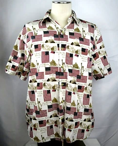 Camisa deportiva para hombre de algodón Trader talla M banderas patrióticas americanas botón SS usada en excelente estado - Imagen 1 de 8