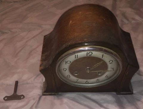 Free Shipping 30s 40s Bentima Antique Vintage Wooden Mantle Clock Rare Cover