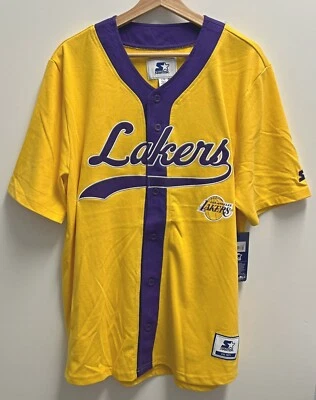 Starter Los Angeles Lakers NBA Baseball Jersey Mens Large Gold Button-Down New - Image 1 of 4