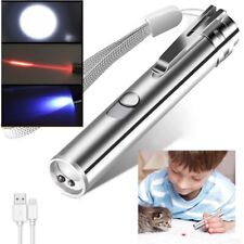 USB Rechargable Super Laser Pointer Pen Cat Pet Toy Red UV Flashlight Fast Ship