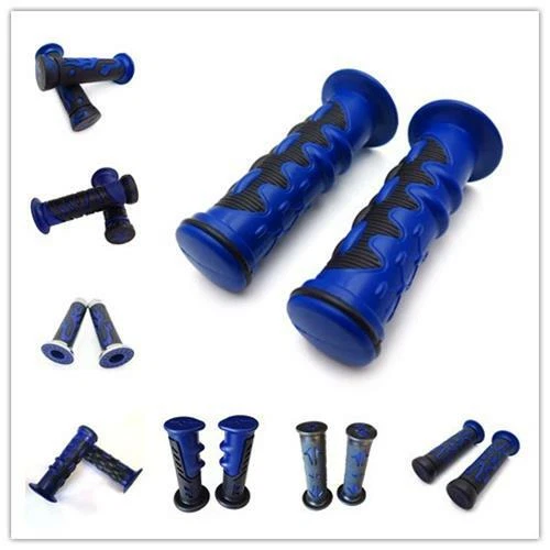 Rubber Motorcycle 7/8" 22mm Blue Handlebar Hand Grip For Honda Yamaha Suzuki - Image 1 of 1