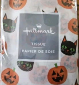 3 Hallmark Halloween Tissue Paper 24-sheet: Pumpkin Black Cat FREE SHIP🎃 - Picture 1 of 6