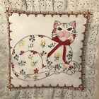 Calico Cat Pillow Counted Cross Stitch Kit NEW Colorful Floral Finished 12x12
