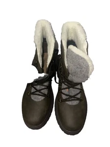 Maurice's Fur Trim Boots Lace-up Closed toe Two Tones Size 11 Olive Green - Picture 1 of 12