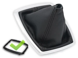 PER FORD KUGA 2008-2012 CUFFIA LEVA CAMBIO PELLE NERA + CORNICE DI PLASTICA - Foto 1 di 6