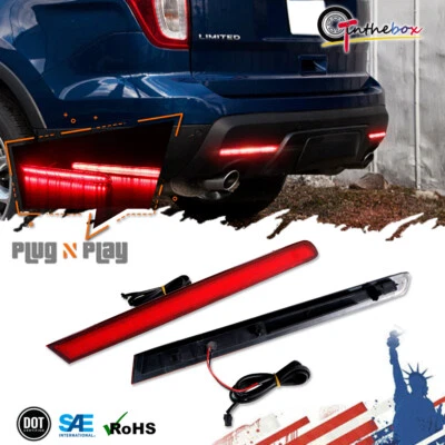 LED Bumper Reflectors Brake Tail Lamp Rear Foglights For Ford Explorer 2011-2015 - Image 1 of 4