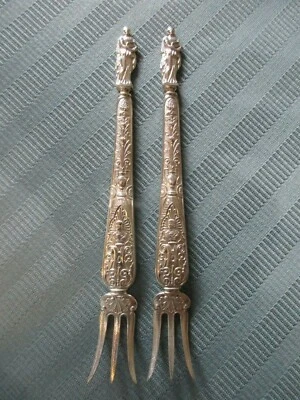 Horquillas de cóctel GORHAM DOS damas 1892 PLATA ESTERLINA .925 tenedor neoclásico Foto 1 de 4