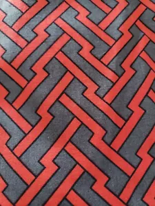 Vntg Sewing Fabric Springs Mod Red Charcoal Gray Black Geometric 34.5X45" Cotton - Picture 1 of 2