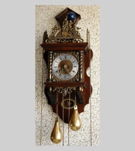 Antique Zaans Dutch Wall Clock 1965 Holland 17th-18th centuries Oak Bronze Rare - Picture 1 of 8