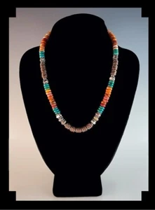 White Fox Creation: 8 mm Azurite, Wild Horse Magnesite and Spiny Oyster Choker - Picture 1 of 5