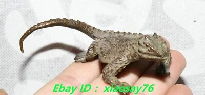 5.5''Old Chinese Bronze Animal Lizard  Lacertid Lacertilian Statue Sculpture - Image 1 of 4