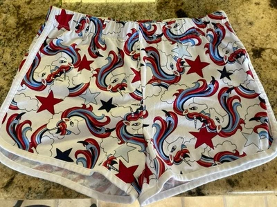 SHORTS PLACE INFANTIL FEMININO TAMANHO GG 14-16 Branco UNICÓRNIOS + Vermelho/Branco/Azul ESTRELAS - Imagem 1 de 4