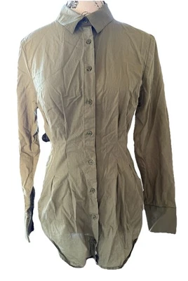 РАЗДЕЛЕННЫЙ H & M женщин длинным рукавом резинке зеленый блузка на пуговицах, размер маленький - Изображение 1 из 4