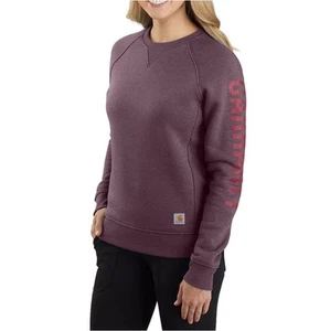 Carhartt Sweatshirt Pullover Top Blackberry Heather Spellout Sleeve Logo Size XL - Picture 1 of 15