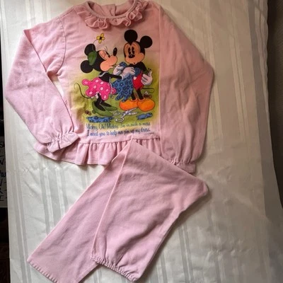Pijama Vintage Dos Piezas Walt Disney Productions Niños’s Talla 10 Rosa Minnie Foto 1 de 4