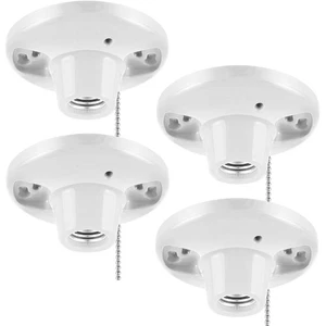 4 Pcs Porcelain Light Socket with Pull Chain White Bulb E27/E26 Socket Porcel... - Picture 1 of 7