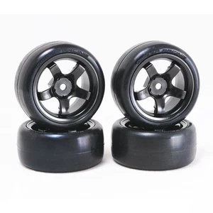 Sweep Pre-Glued 24Degree D High-End Compound Tires 4 pcs w/ Black Rim For 1/10  - Picture 1 of 2