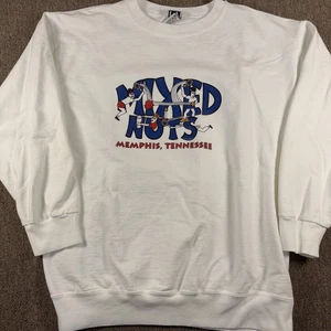 Vintage Tennis Humor Sweatshirt Mixed Nuts Swinger 90s White Large - Picture 1 of 6