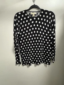 MICHAEL Michael Kors Negro Blanco Estampado de Lunares Cuello Redondo Pullover Top Suéter S - Imagen 1 de 10