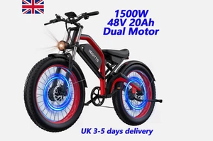 Dual Motor Electric Bike DUOTTS N26 15OO Watts Ebike 20Ah Mountain Bicycle W/App - Picture 1 of 20