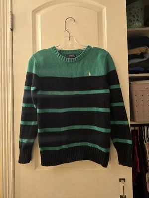 Ralph Lauren Polo Boys Knit Sweater Sz 10/12 Green And Black  - Image 1 of 4