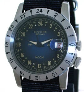 Glycine AIRMAN blue NOON Purist 24-Stunden Zifferblatt Saphirglas GL0477 - Bild 1 von 6