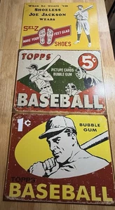 Menge 3 Baseball Vintage Retro Metall Blechschilder Haus Bar Küche - Bild 1 von 7
