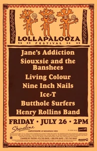 Gerahmtes Poster Lollapalooza 1991 Jane's Addiction, Nine Inch Nails Mountain View - Bild 1 von 2