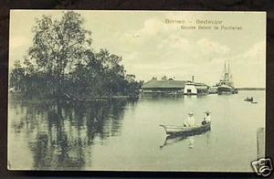 Pontianak Hafen KPM Schiff Dampfer Borneo Kalimantan Indonesien Briefmarke 1913 - Bild 1 von 1