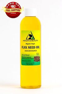 FLAX SEED OIL ORGANIC CARRIER VIRGIN COLD PRESSED PURE 8 OZ