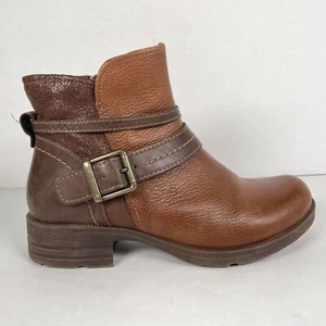 Earth Origins Randi Radley Boots Womens Size 8 M Brown Leather Moto Biker Shoes - Picture 1 of 10