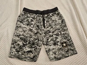 U.S. Army Shorts Mens Med Black Gray Camo Sweat Drawstring Gym Workout Stretch - Picture 1 of 6