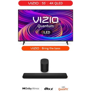 55" Class Quantum 4K QLED HDR Smart TV (NEW) M55Q6-L4 and 2.1 Soundbar SE, Wire - Picture 1 of 12
