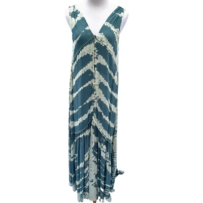 Young Fabulous & Broke YFB Maxi Dress M Teal Tie Dye Boho Flowy Hippie NWT - Image 1 of 4