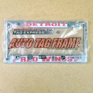 Detroit Red Wings Chrom Metall Nummernschild Rahmen mit erhöhten Logos Neu NOS - Bild 1 von 6