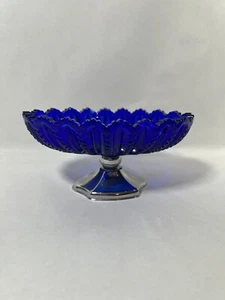 George Duncan & Miller - Cobalt Blue Pressed Glass Candy Dish #42 Mardi Gras - Picture 1 of 6