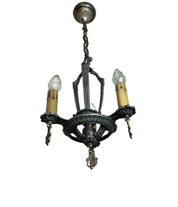 vintage iron 3 light gothic pendant chandelier - Picture 1 of 14