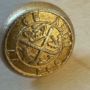 Bottone ottone grillo o lacrosse con bastoncini vintage corona araldica - Foto 1 di 4