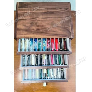 Schwarz Nussbaum Schublade Typ Stift Aufbewahrungsbox Stift Display Organizer Sammler Etui - Bild 1 von 8