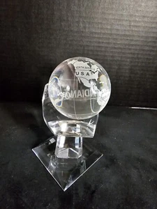 Cristal Óptico Mundo Globo 3" Descanso en Cristal Soporte de Mano 4" Alto Pisapapeles - Imagen 1 de 8