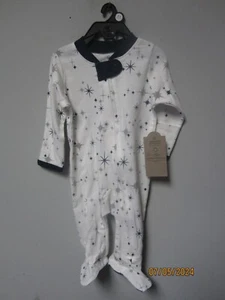 Honest Baby Clothing Boys 1-Piece Snug Fit Footed Pajamas Navy Stars Size 0-3M - Picture 1 of 2