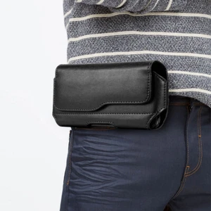 Téléphone Étui Cuir Holster Universel Portable Portefeuille Ceinture Housse Clip - Photo 1 sur 9