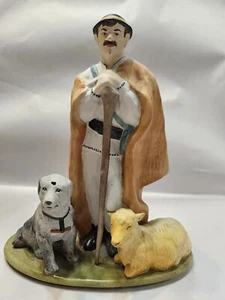 Nicostar Rumänien Schäferhund mit Hund und Schaf Porzellan Statue Sighisoara 8,25" t - Bild 1 von 8