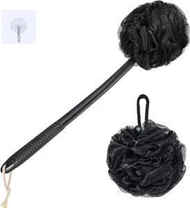 Loofah Sponge Set Loofah Exfoliating Body Scrubber Anti-Slip Plastic 17" Handle - Picture 1 of 12