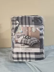NIP Ugg Home Devon Reversible 3-Pc Ocean Plaid Comforter Set Full/Queen B&W - Picture 1 of 4