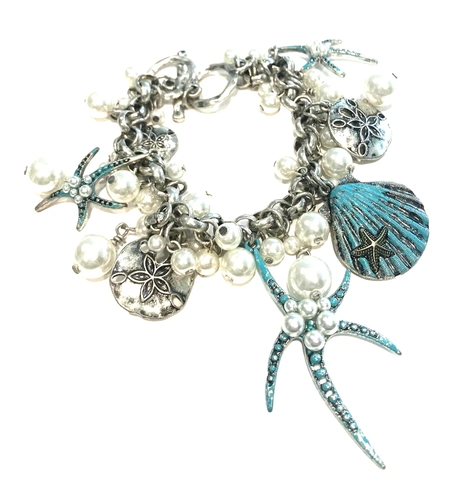 Joan Rivers Star Fish Charm adjustable Toggle  Bracelet 7" to 8"    BLUE - Image 1 of 1