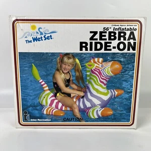 Vintage 80’s Intex The Wet Set Inflatable Zebra Ride-On Pool Float 56" NEW - Picture 1 of 4